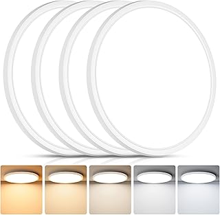 Brightever 12 Inch LED Flush Mount Ceiling Light Fixture, Dimmable, 3200LM | 24W 2700K/3000K/4000K/5000K/6500K Selectable, 0.67" Super Slim LED Ceiling Lights for Kitchen, Bedroom, Closet, White 4 Pack