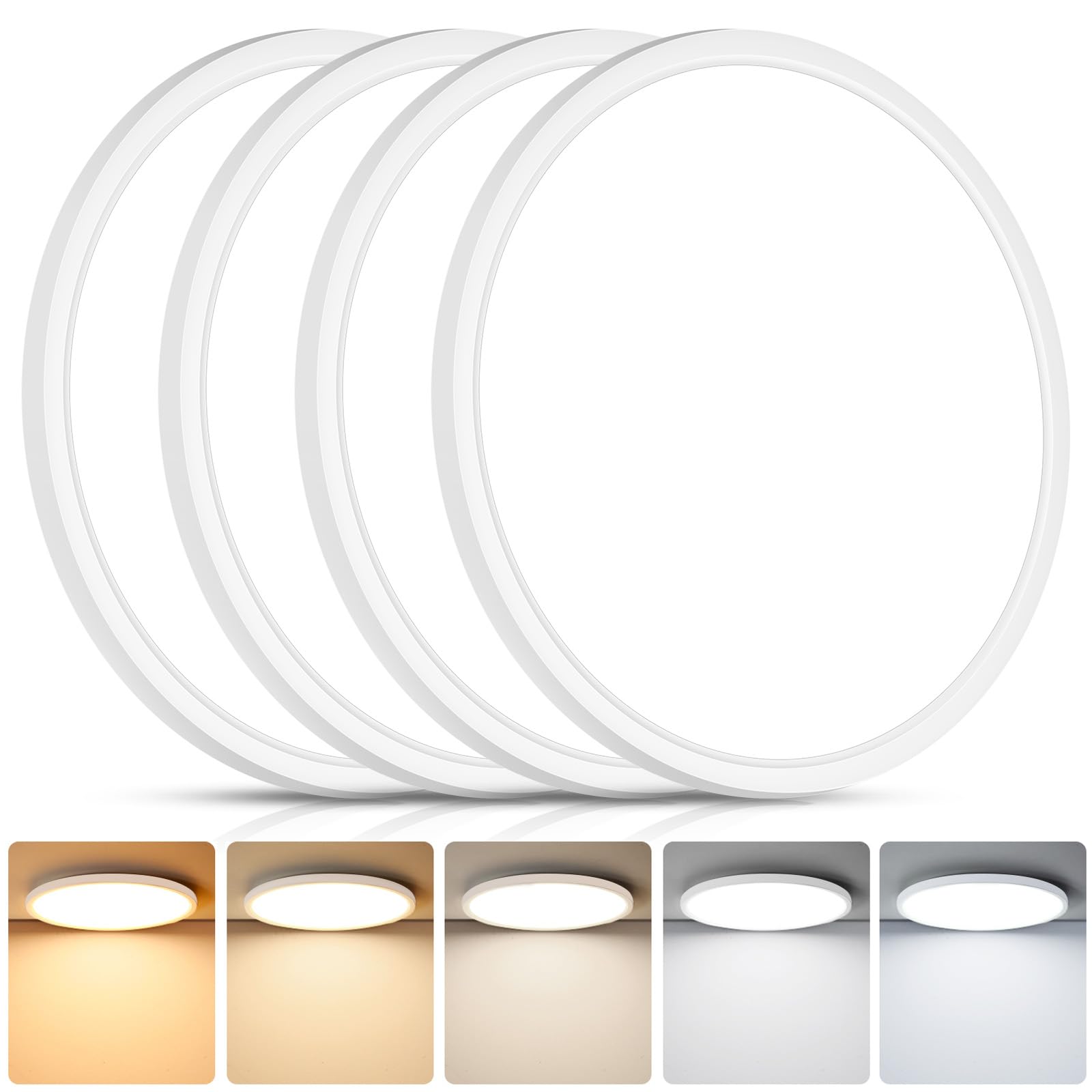 Brightever 12 Inch LED Flush Mount Ceiling Light Fixture, Dimmable, 3200LM | 24W