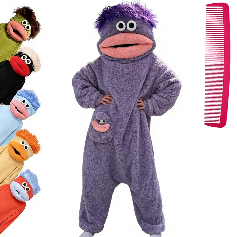 Brrioe Funny Big Mouth Monster Onesie Pajamas with Large Comb – Oversized Plush 