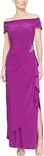 Alex Women's Long Sequined Dress with Flaping Sleeves Special Occasion Dress