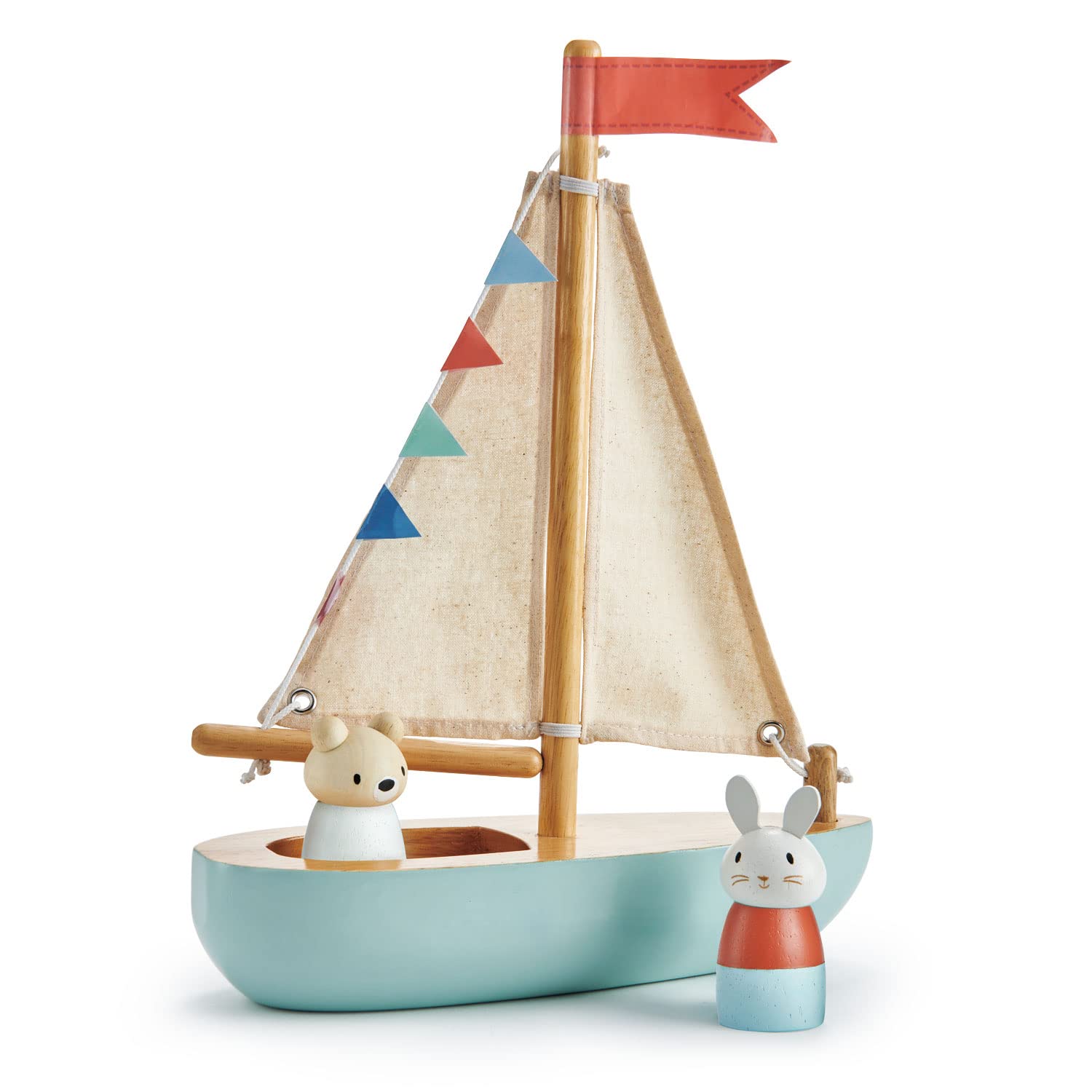 Tender Leaf Toys - Sailaway Boat - Educational Wooden Sailing Boat Play Set with