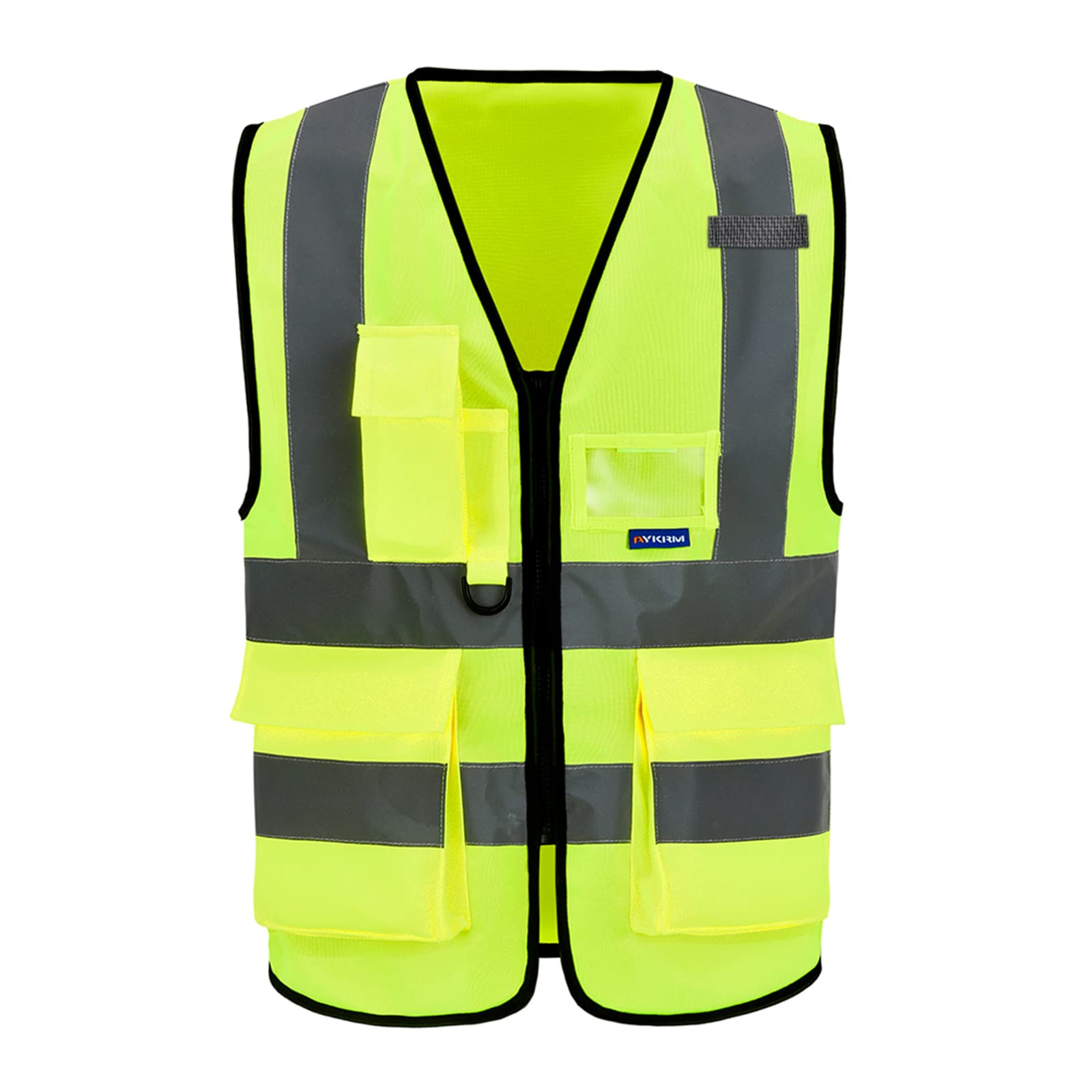 A-SAFETY ANSI/ISEA Standard Class 2 Hi-Vis Vest, Mic Tabs, Zip, Yellow, XL