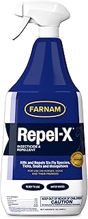 Farnam Repel-X Fly Spray for Horses, Ready To Use, 32 fl oz Spray | Ready-to-use fly spray for horses and dogs that kills and repels flies, mosquitoes, gnats and ticks.