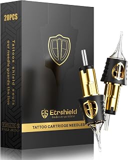 ES GOLD SHIELD 1009RSL Tattoo Cartridge Needles 20PCS – #10 0.30mm Round Shader Long Taper Cartridges, Smooth Shading, Balanced Ink Flow, Membrane System for Professional Tattoo Artists