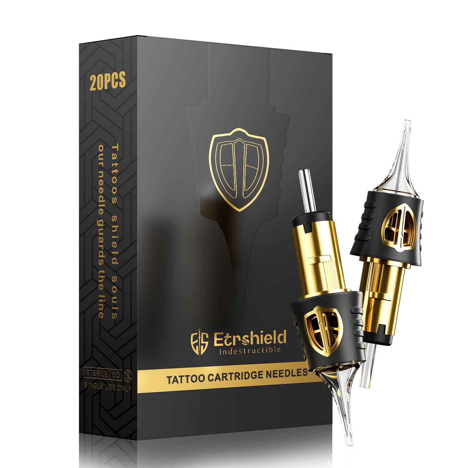ES GOLD SHIELD 1009RSL Tattoo Cartridge Needles 20PCS – #10 0.30mm Round Shader 