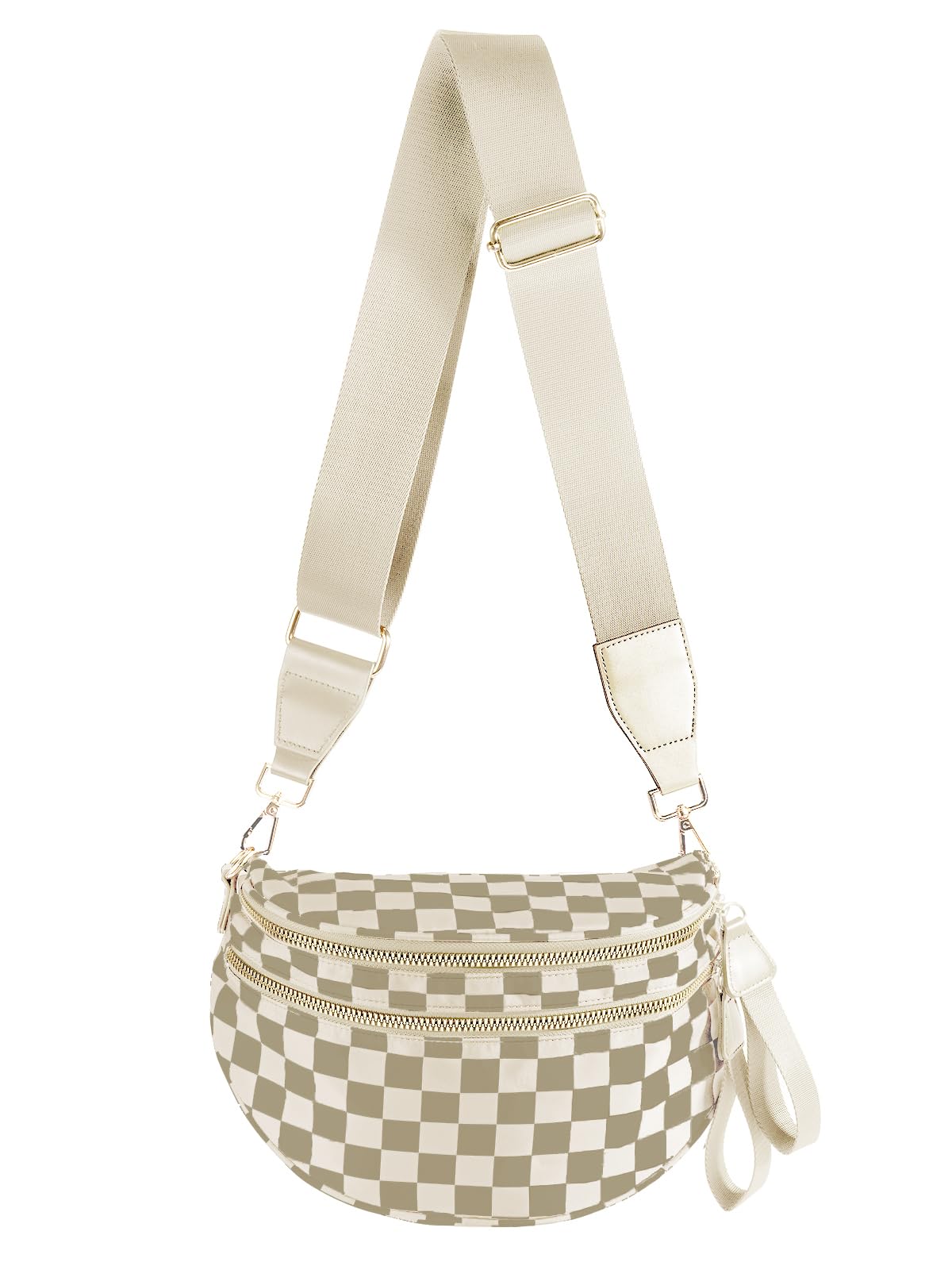 FEIBOON Spacious Checkered Nylon Crossbody Bag Bum Bag Handbags for Women
