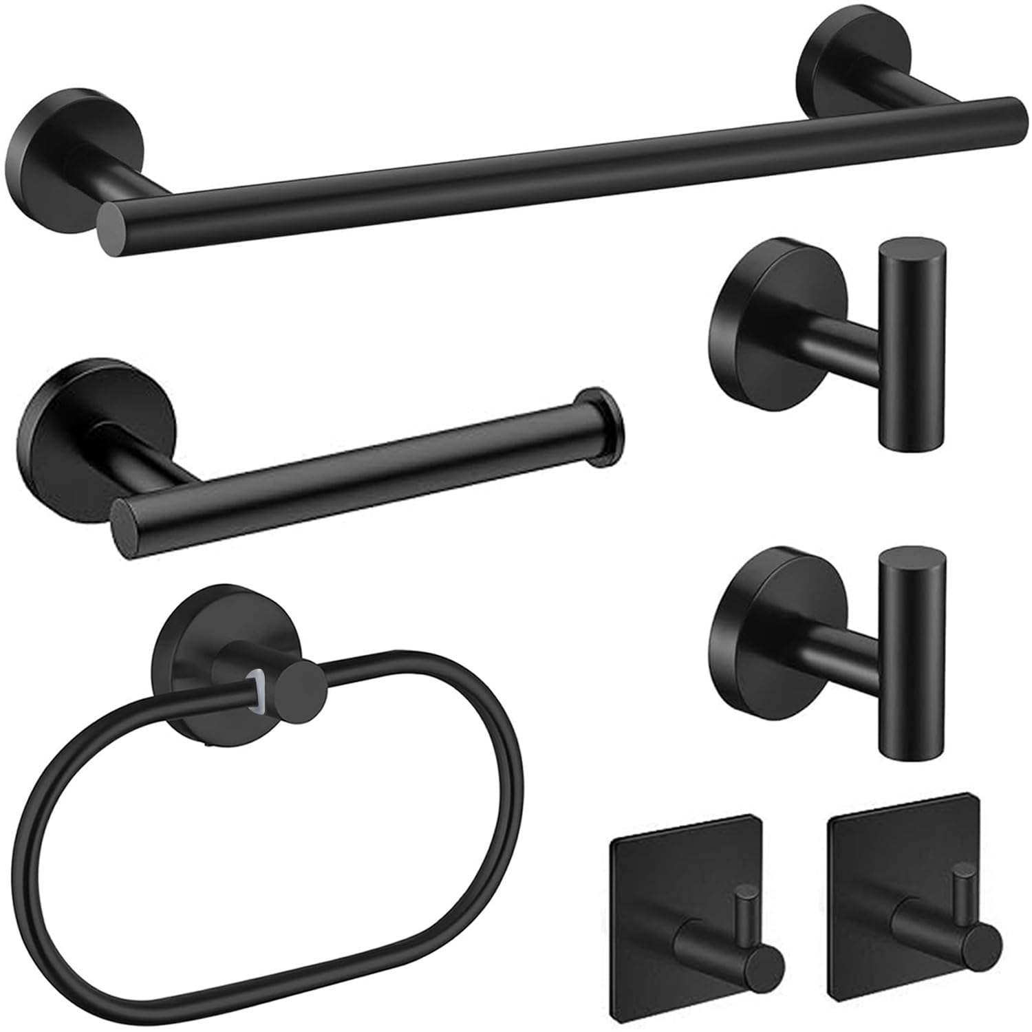 7-Piece Bathroom Accessories Set, Black Towel Rack Towel Holder Towel Bar, Towel