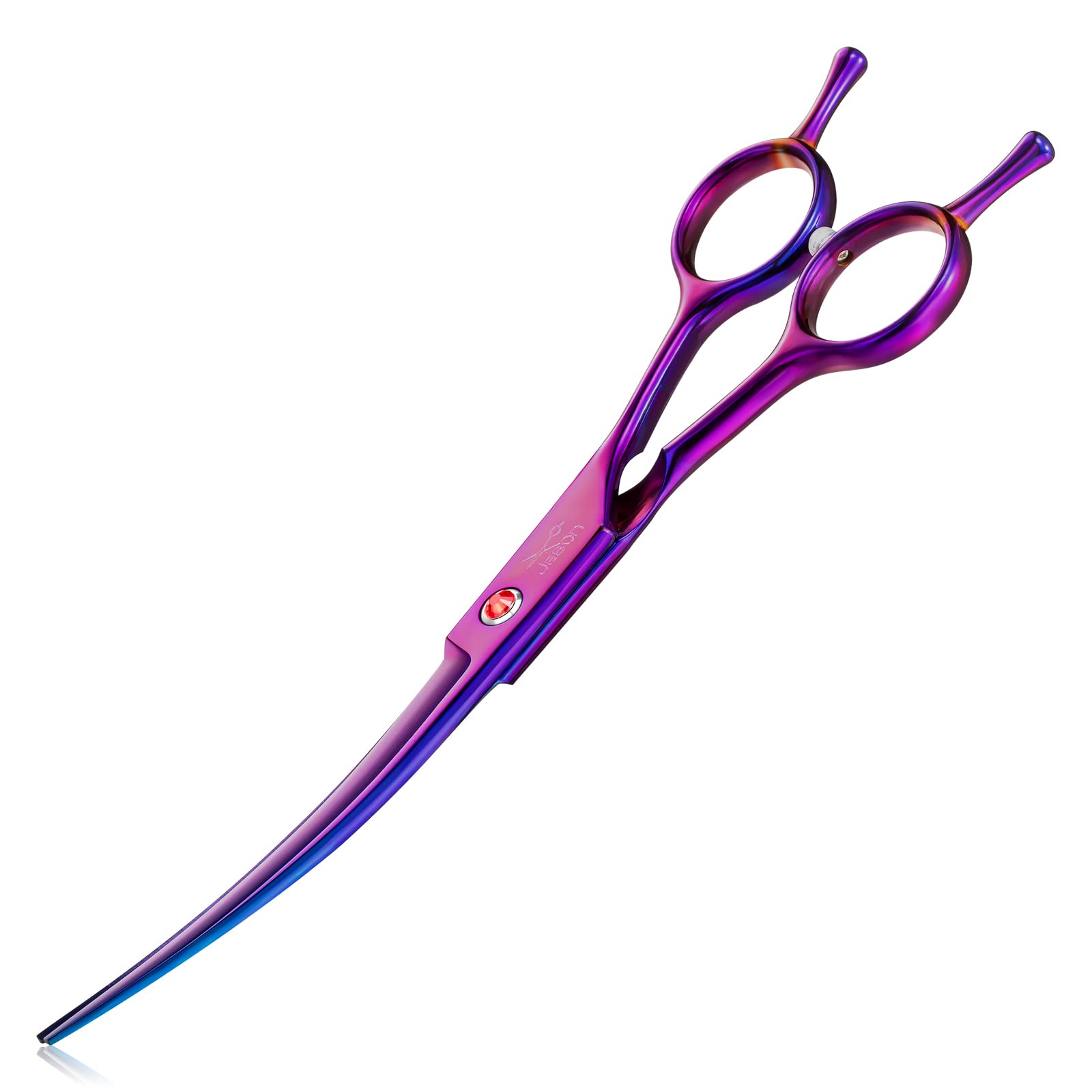 JASON Curved Shears for Dogs - 7.5" Pet Grooming Scissors with Ergonomic Handle 
