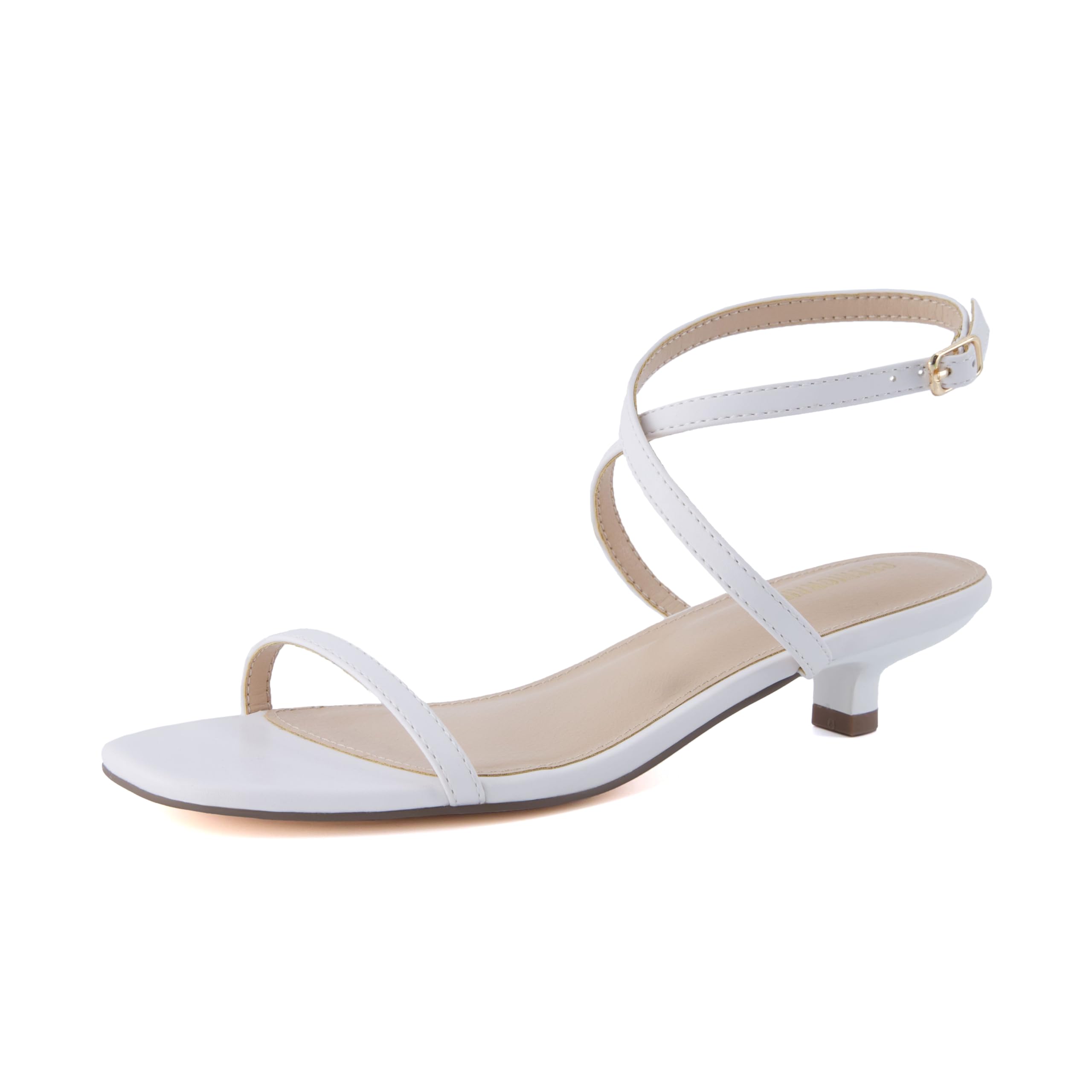 CUSHIONAIRE Sonata Women's One Band Kitten Heel Sandals Strappy Adjustable Buckl