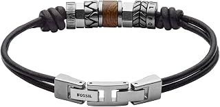 Fossil bracciale da uomo in acciaio inossidabile o pelle con chiusura a libro