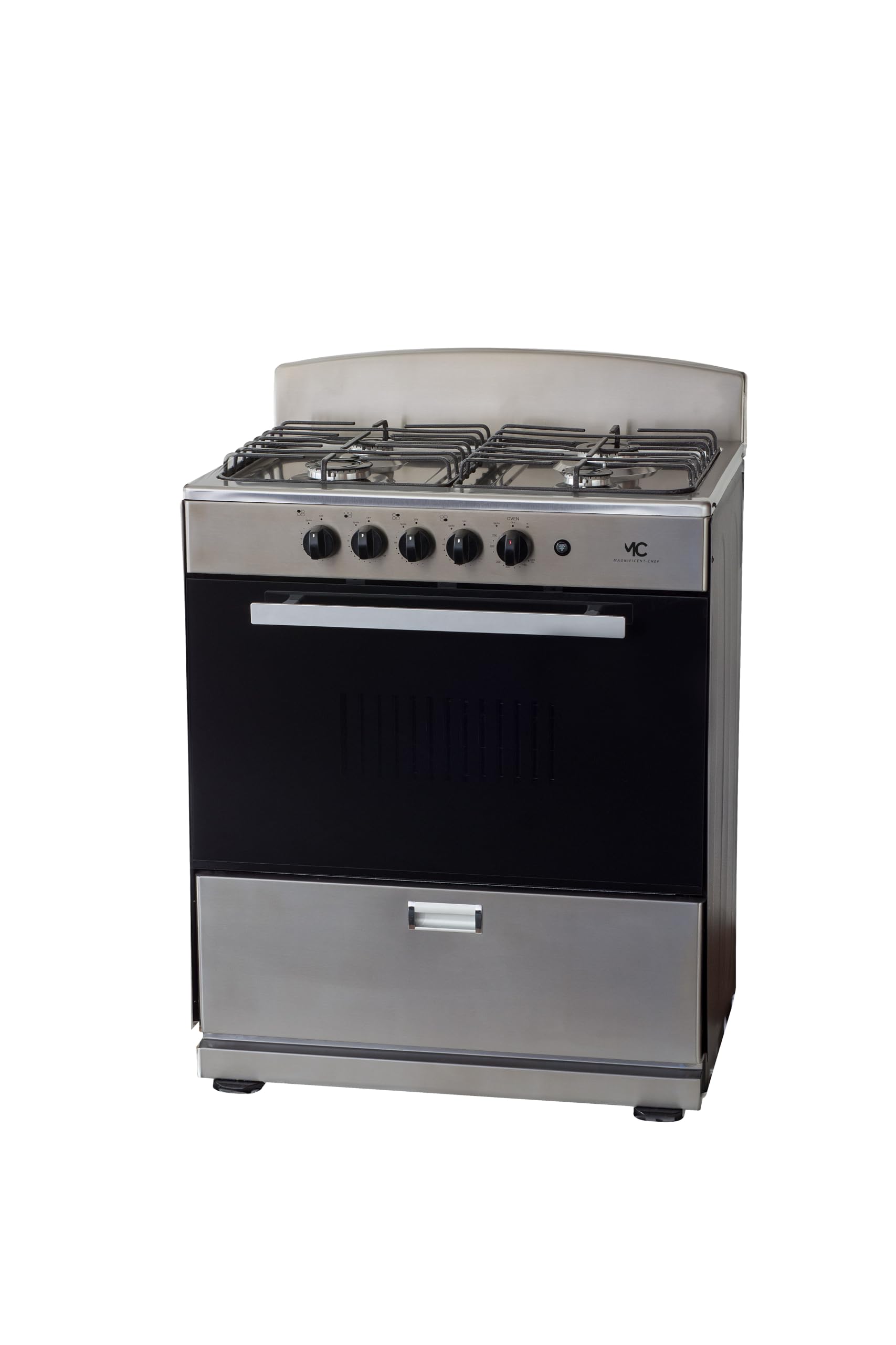 Magnificent Chef 30" Gas Range, 4.0 Cu Ft Space Saver Oven, Stainless Steel | 2 