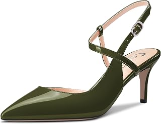 Castamere Women's Medium Pointed Toe Kittens Heel Ankle Strap Pumps Slingback Dress Sandals Buckle Office Shoes 6.5 cm Heels
