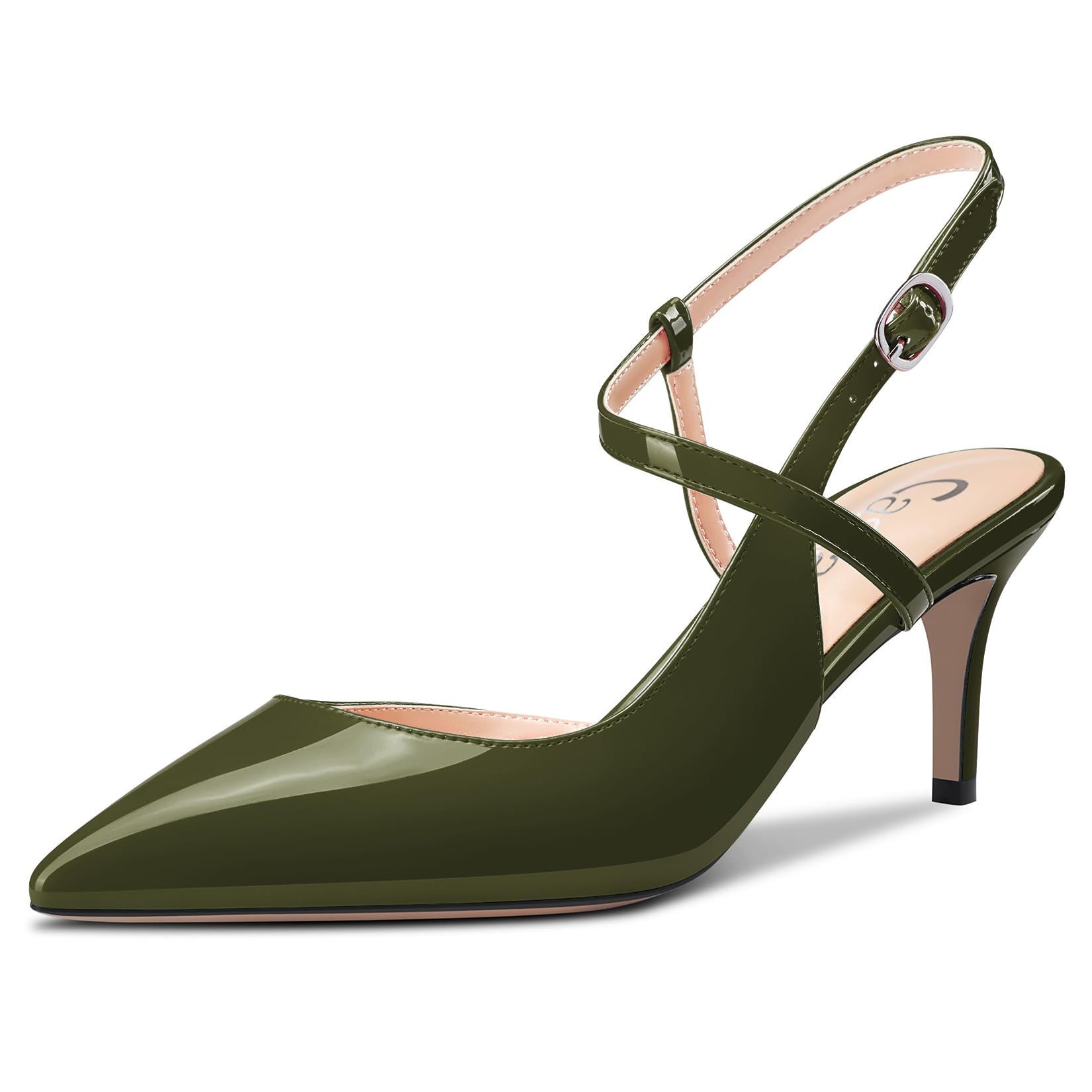 Castamere Women's Medium Pointed Toe Kittens Heel Ankle Strap Pumps Slingback Dr