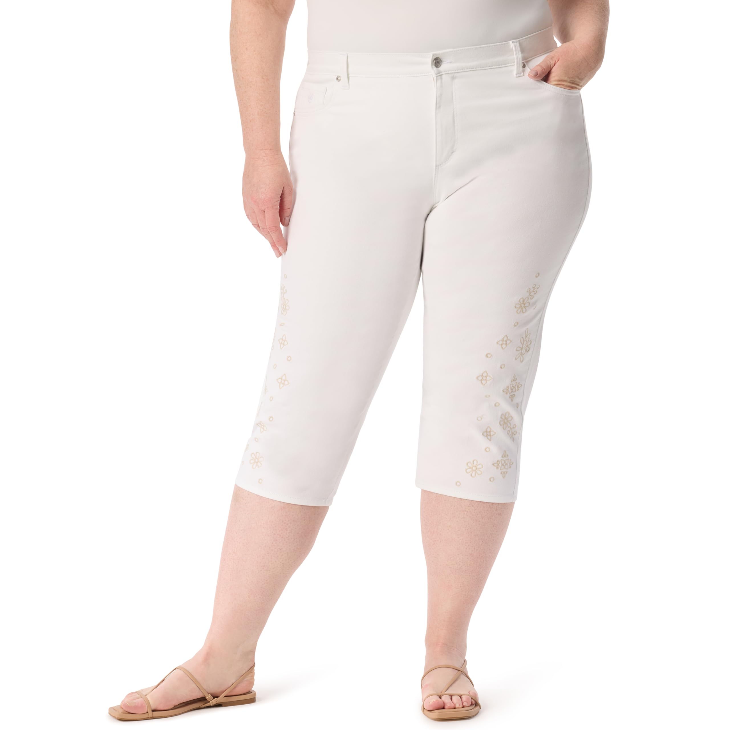 Gloria Vanderbilt Amanda Capri with High Rise Straight Standard Jeans Donna