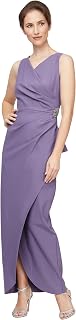 Alex Evenings Slimming Long Side Ruched Mother of The Bride Dress W/Cascade Ruffle Skirt (Petite And Regular Sizes) Women's Special Occasion Dress