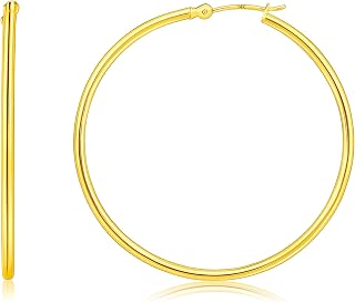 Solid 10K or 14K Gold 12MM to 50MM Hoop Earrings for Women