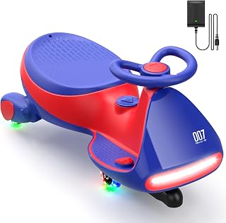 FanttikRide N7 Pro Electric Wiggle Car, Flashing Wheels, for Ages 3+, Blue | Max 4 Mph, Anti-Rollover, Kids Car with Bluetooth, Ride on Car with 150 Lbs, Easy Assembly, Indoor / Outdoor, CyberWiggle