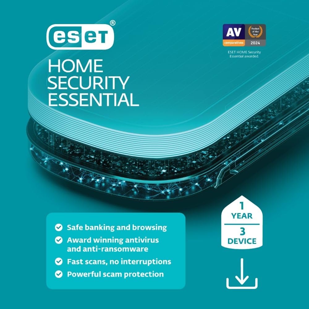 ESET Home Security Essential | Antivirus | 2025 Edition | 3 Devices | 1 Year | S