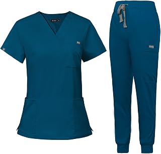 VIAOLI Scrubs for Women Set Scrub Top &Jogger Pant Workwear Clinical Modern Athletic Suit Medical Uniforms