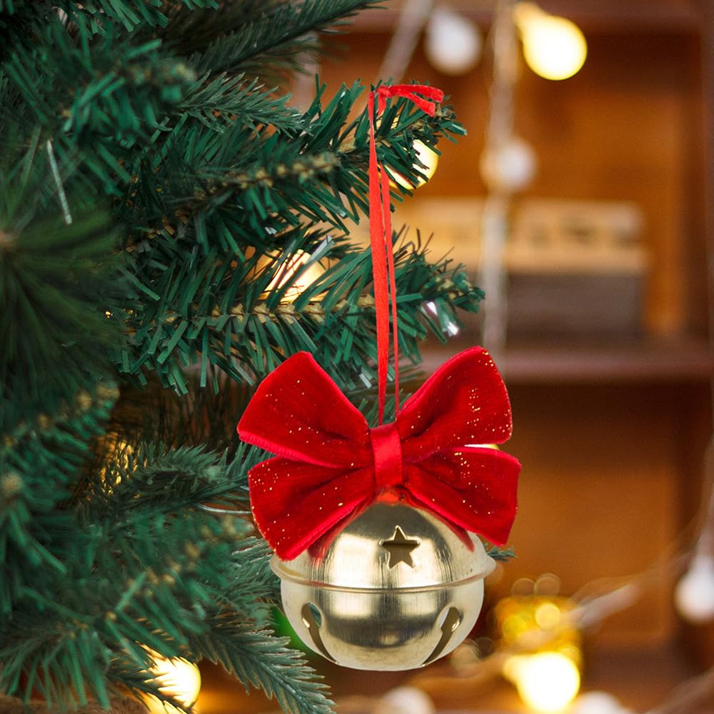 Red Velvet Bell Charms for Christmas Tree DIY New Year Gift Party Room Decoratio