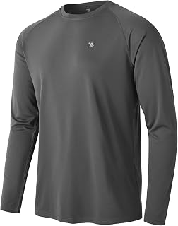 TBMPOY Men's Hiking Shirts Waterproof Dry Fit Athletic T-Shirts SPF Long Sleeve Safari Shirts Outdoor Work Swim Fishing Tops