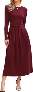 Allegra K Vestido de manga larga para mujer, acampanado, maxi, para invierno y otoño