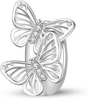 1Pc Fashionable Silver inlaid butterfly pendant Charm Bead Fit DIY Jewelry Matching Fine Jewellery