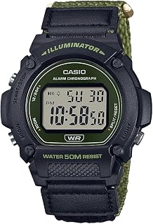 Casio Serie W219H | Orologio digitale da uomo | 50M WR | Illuminatore a LED | Cronografo 100 SEC | Cronometro 1/100 SEC | Allarme giornaliero | Segnale orario orario | Calendario automatico | Batteria