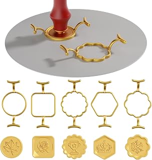 5PCS Metal Wax Seal Molds for 1 Inch Stamp, Rings Set with 1PC Silicone Mat, Sealing Kit