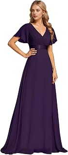 Ever-Pretty 09890 Women's High Elasticity V Neck A-Line Slit Empire Style