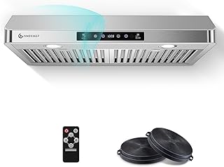 AMZCHEF 30" Stainless Steel Under Cabinet Range Hood, 1050 CFM Dual-Fan | Stainless Steel hood with Touch/Remote/Gesture Control, timer, LED lights &amp; dishwasher-safe baffle filters 3 outlets