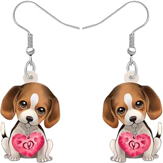 Acrylic Cute Beagle Dog Dangle Earrings Cartoon Doggy Jewelry Gift Women Pet Lover Charm