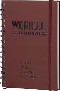 Nextnoid Hardcover Fitness Journal Workout Planner for Men & Women - A5 Sturdy Workout Log Book to Track Gym & Home Workouts - Burgundy