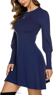 Gyabnw Winter Sweater Dress Round Neck Sweater Dress Women's Long Sleeve Chic Elegant Sexy Bodycon Knitted Dress Autumn Winter Dress for Party Office Casual