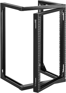VEVOR 15U Wall Mount Server Rack, 150 lbs Max Load Capacity, Open Frame Network Rack with 180 Degrees Gate Swing, Carbon Steel, for 19-Inch IT Network Equipment & AV Devices Computer Server, Black