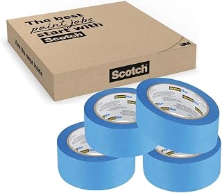 ScotchBlue Multi-Surface Premium Masking Tape, 24 mm x 41 m, 4 Rolls/Case - Scotch Adhesive Blue Painters Tape, For Painting and Decorating, Indoor & Outdoor, Sticks Well, 100% PEFC