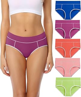 wirarpa Women's Midi Waist Cotton Briefs, Comfortable Underwear, Multipack.