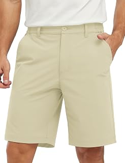 TBMPOY Men's Golf Shorts Lightweight 5 Pockets Casual Dress Stretch Elastic Waist Quick Dry Flat Front Travel Shorts