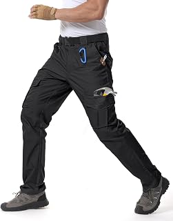IGOLUMON Men's Cargo Work Trousers Tactical Trousers Trekking Trousers with Multi Pockets Elastic Waist Quick Drying