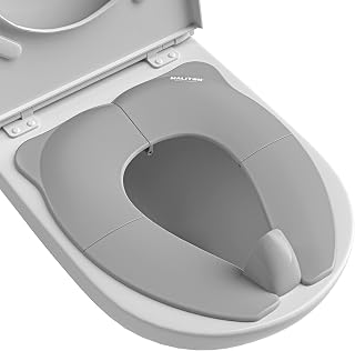 Maliton Foldable Travel Potty Training Seat for Toddlers with Splash Guard | Portable Potty Seat for Toddler, 13.8x11.6" Travel Potty, 8 Non-Slip Pads, 2 Anti-Slip Locks, Includes Free Travel Bag (Grey)