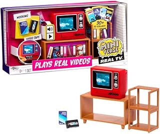 MGA's Miniverse Real TV Player, Working Mini TV with Playable Mini Video Tape, Plays Iconic 30-Second Movie & Televison Clips, Retro Entertainment Collectible for Pop Culture Fans