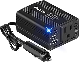 150W Power Inverters for Vehicles 12V DC to 110V AC Car Plug Adapter Outlet | Cigarette Lighter Adapter, Dual DC AC Converter, 3.1A Dual USB, Portable Car Charger for Laptop/Camping/Road Trip Essentials
