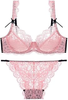 Sexy Lace, Ribbon, Bra & Panties, Top & Bottom Set, All Lace, 3D 3/4 Cup, Adult Sexy, Underwear, Underwear, Lingerie (S/M/L/XL)