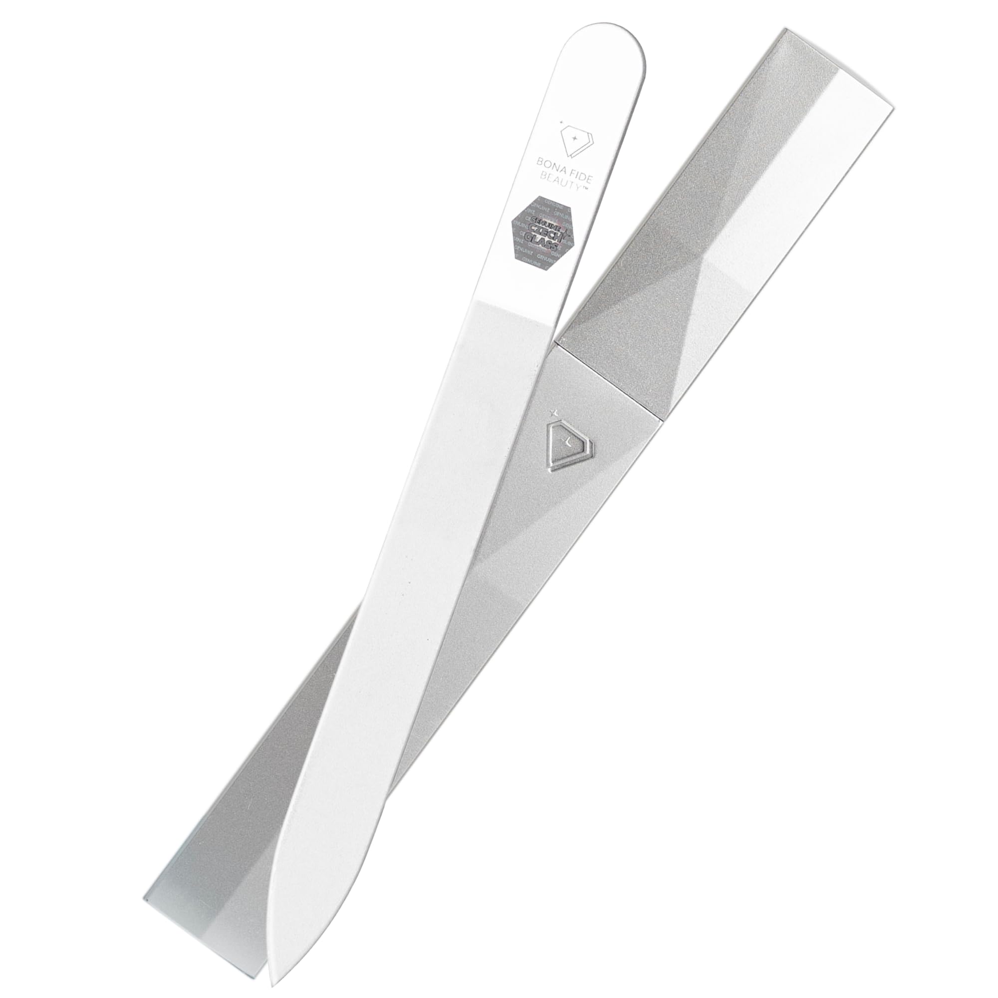 Bona Fide Beauty Czech Glass Nail File (Clear color) with Silver Hardcase | Genu