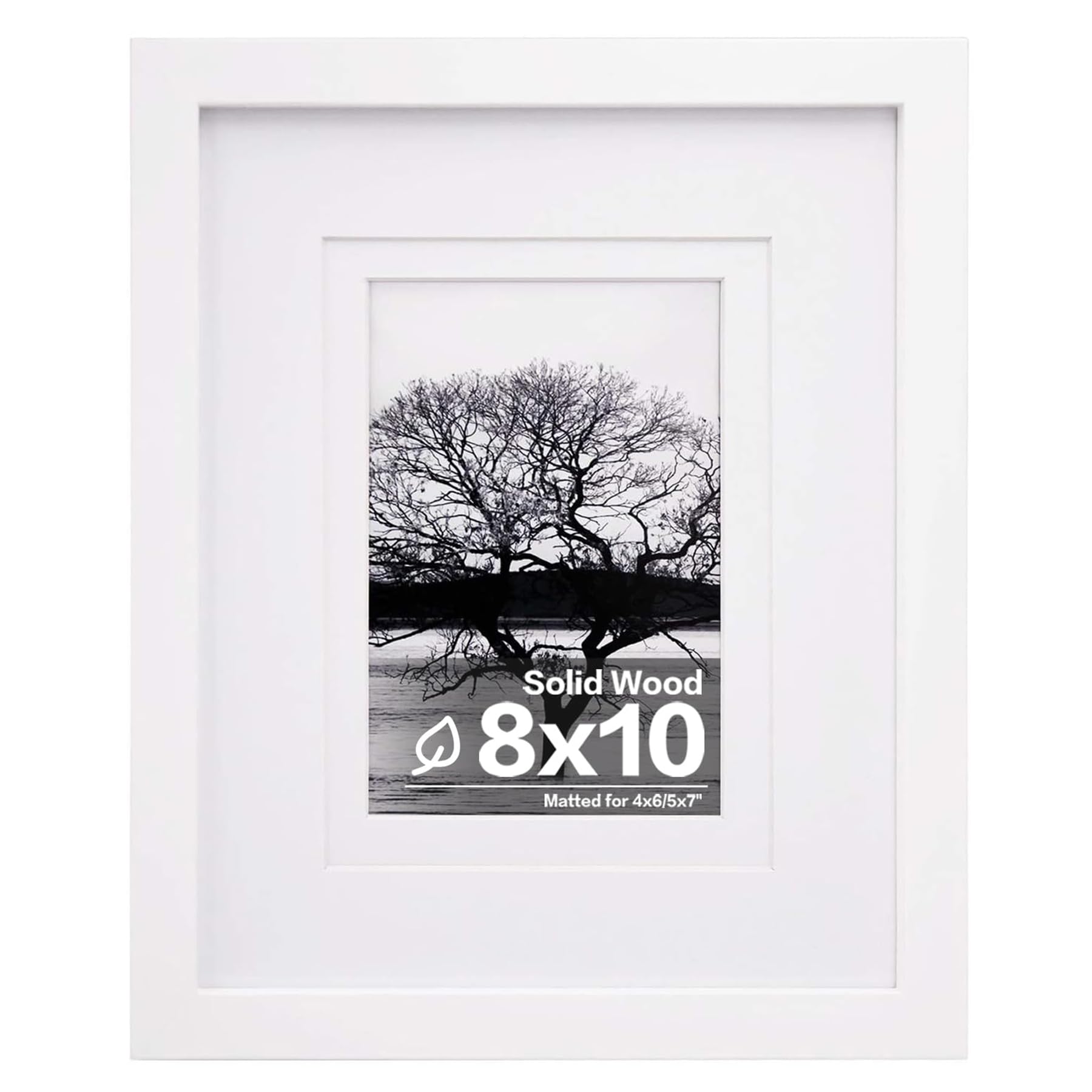 Egofine 8x10 Picture Frame Made of Solid Wood Covered by Plexiglass, Display Pic