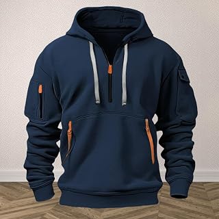 Men's Long Sleeve Full Zip Hoodie, Contrast Zipper Casual Pullover, Lightweight French Terry Sweatshirt for Men