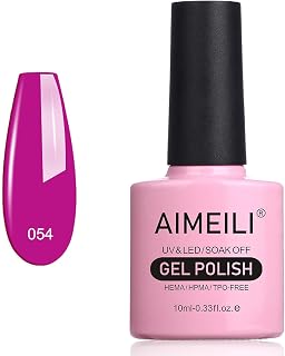 AIMEILI Semi-Permanent Nail Polish Soak Off UV LED Gel Nail Polish - Neon Purple Grape (054) 10ml