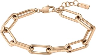 BOSS Jewelry Women’s TESSA Collection – Stainless Steel with Rose Gold Plating: Link Bracelet, Hinge Earrings, and Necklace