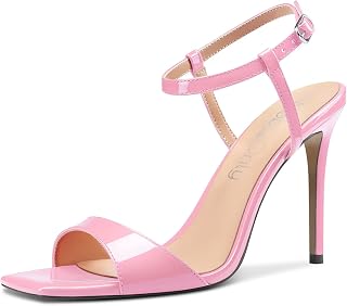 NobleOnly Women's High Heel High Heel Open Toe Sandals Strap Ankle Slingback Wedding Party Dress 10 CM Heels Shoes