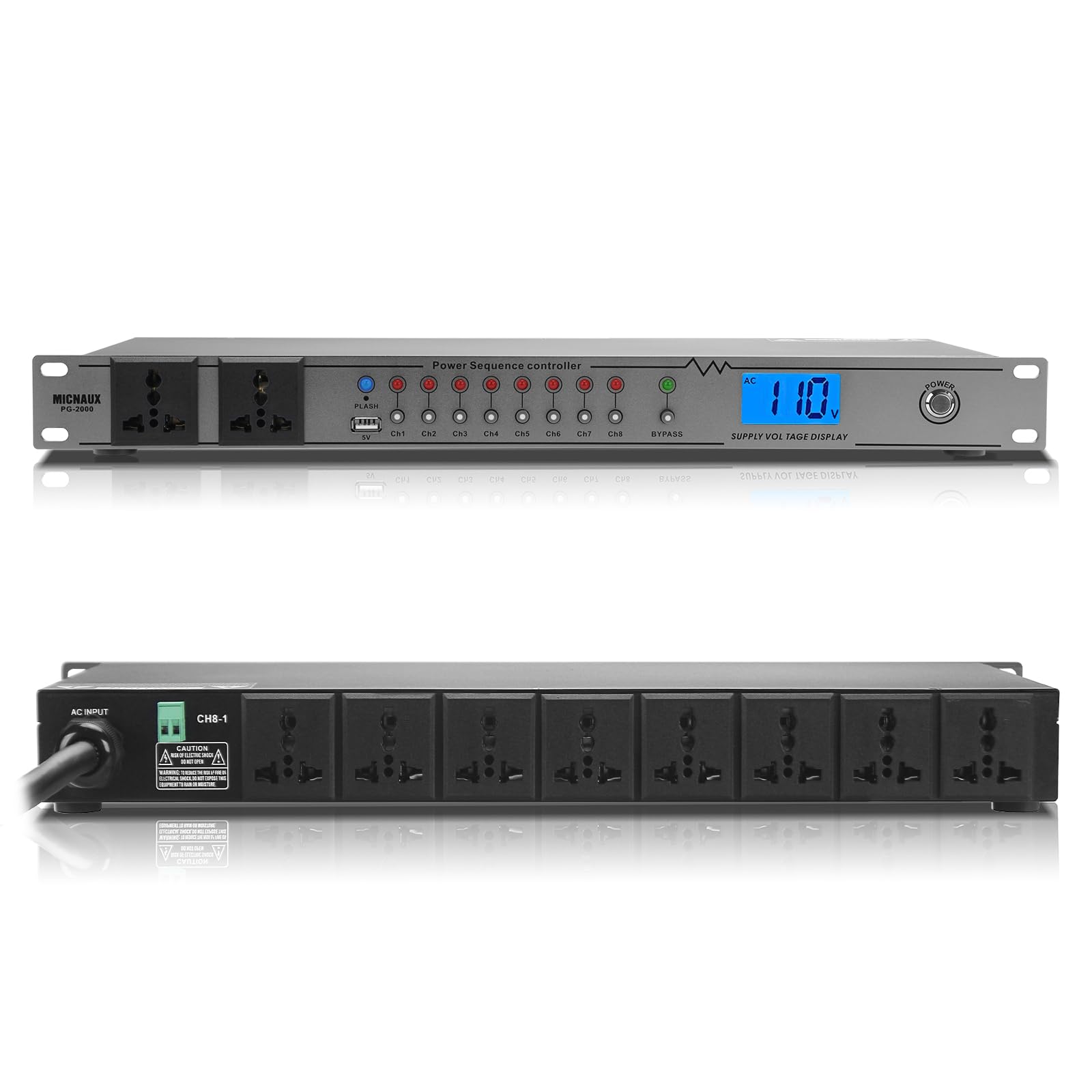 MICNAUX Rack Mount Power Conditioner 20A Sequencer for Audio Equipment, 10 Outle